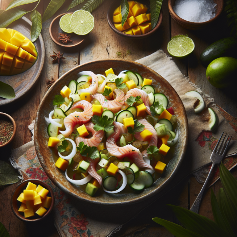 Delicioso Ceviche de Pescado con Mango y Pepino: Receta Fresca y F&aacute;cil
